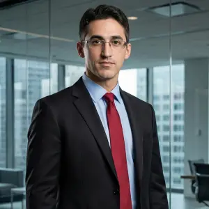 Homem de terno em escritório moderno corporativo